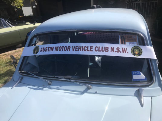 Austin Motor Vehicle Club NSW winscreen ribbon